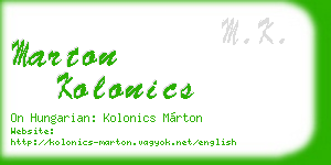marton kolonics business card