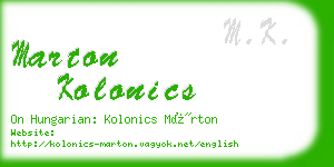 marton kolonics business card